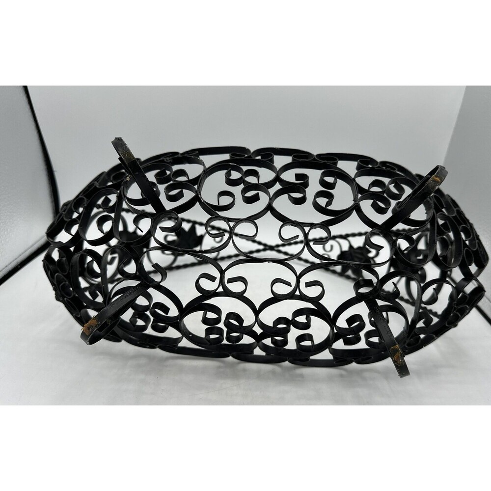Vintage Wire Fruit Basket Black Made In Spain w/ Handle Home Decor - Picture 12 of 16
